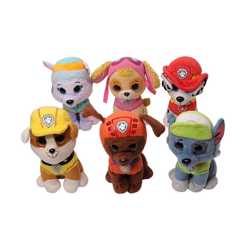 2017-2018 Ty Beanie Boos Paw Patrol Plush Lot 6 Rubble Marshall Skye Zuma 6"